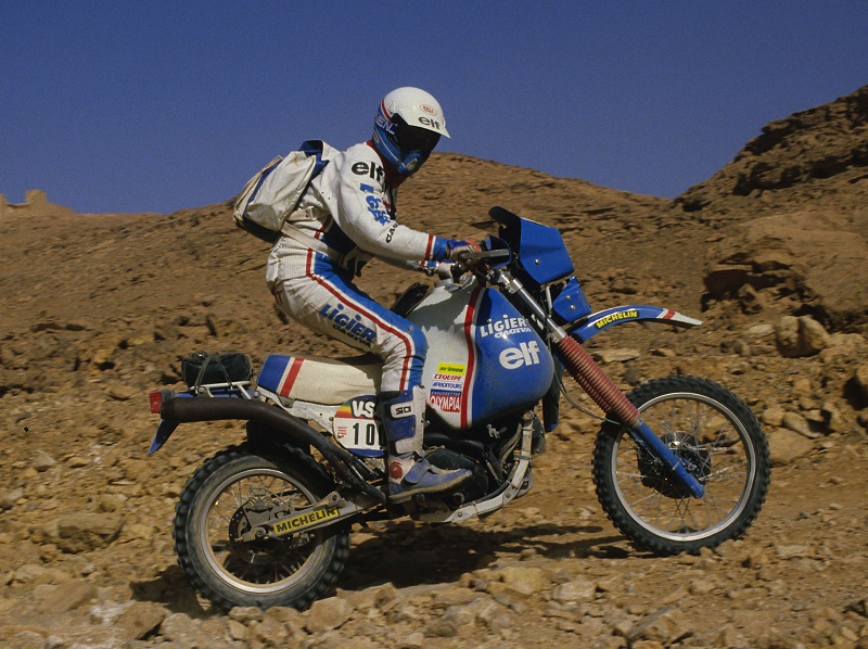 PARIS DAKAR 1985 - PHOTO: DPPIHUBERT AURIOL / CAGIVA LIGIER